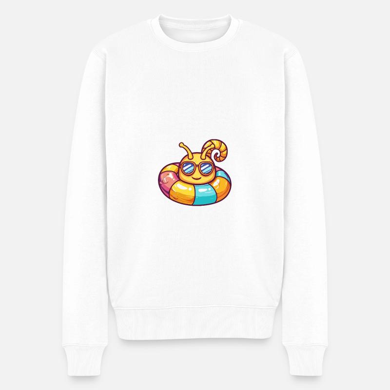 Schnecke Comic Cool - Männer Premium Bio Pullover - Weiß