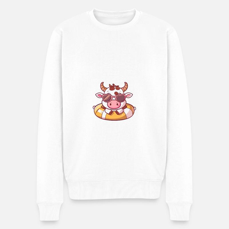 Kuh Comic Cool - Männer Premium Bio Pullover - Weiß