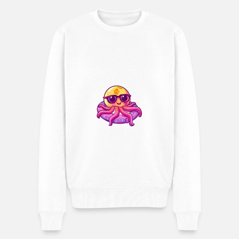 Qualle Comic Cool - Männer Premium Bio Pullover - Weiß