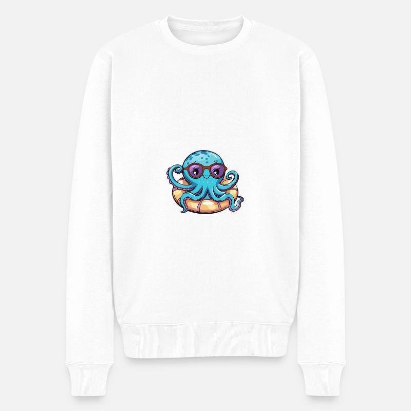 Oktopus Comic Cool - Männer Premium Bio Pullover - Weiß