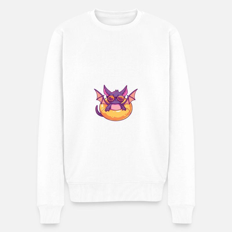 Fledermaus Comic Cool - Männer Premium Bio Pullover - Weiß