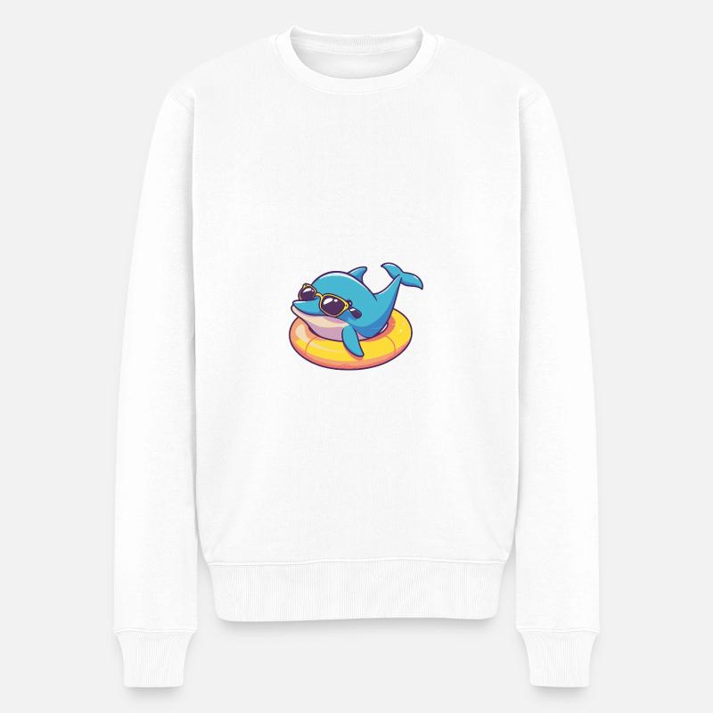 Dauphin Bande Dessinée Cool - Pull Premium bio Homme - blanc