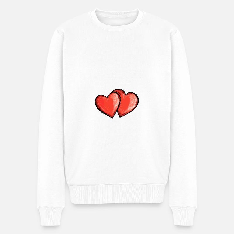 Herzen Liebe Symbol - Männer Premium Bio Pullover - Weiß