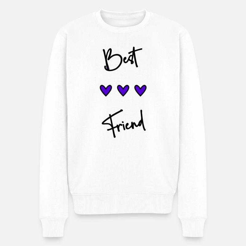 BESTER FREUND. FREUND. FREUND. FREUND. FREUNDIN. DU BIST - Männer Premium Bio Pullover - Weiß