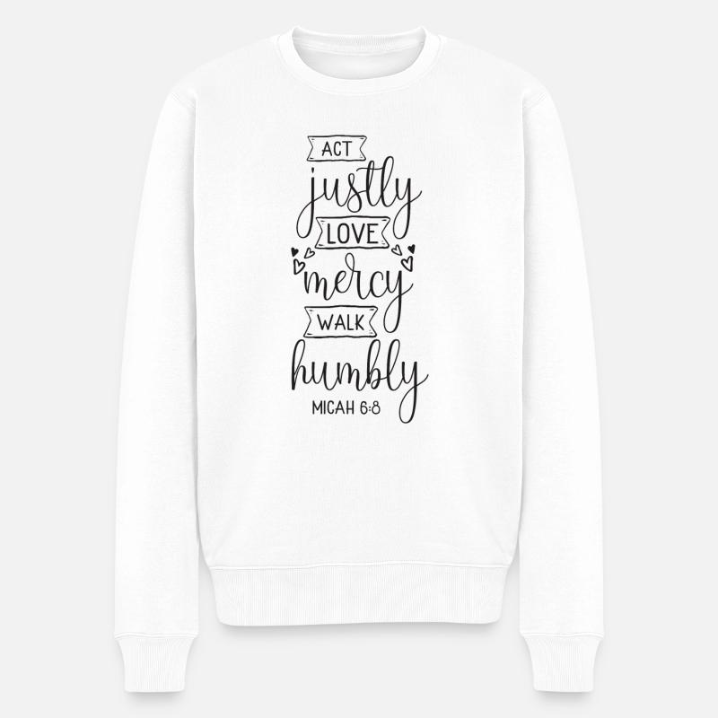 Act Justly - Männer Premium Bio Pullover - Weiß