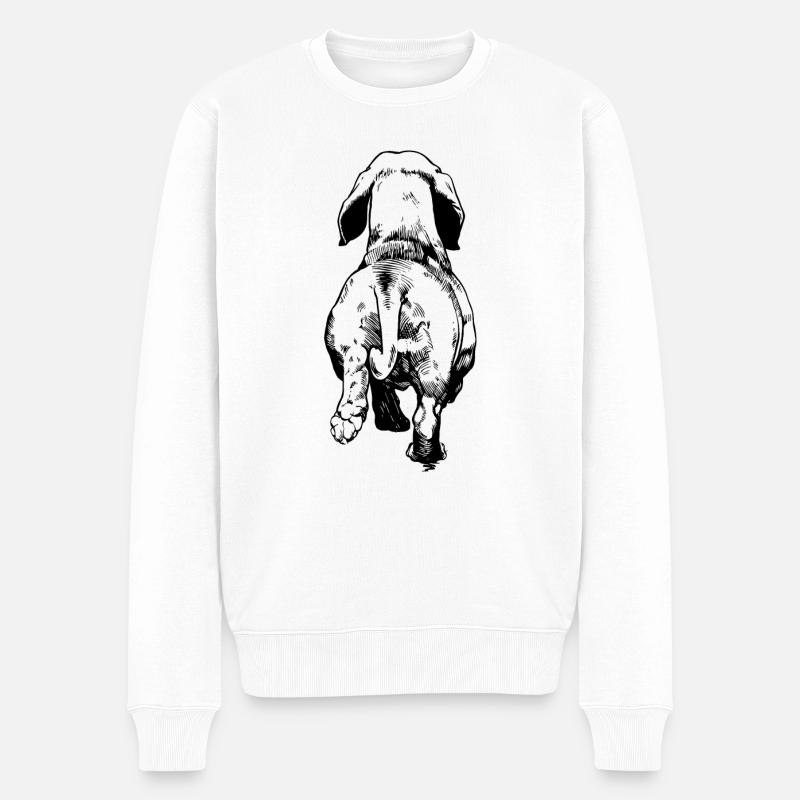Dackel Hund Zeichnung von hinten Hund - Männer Premium Bio Pullover - Weiß