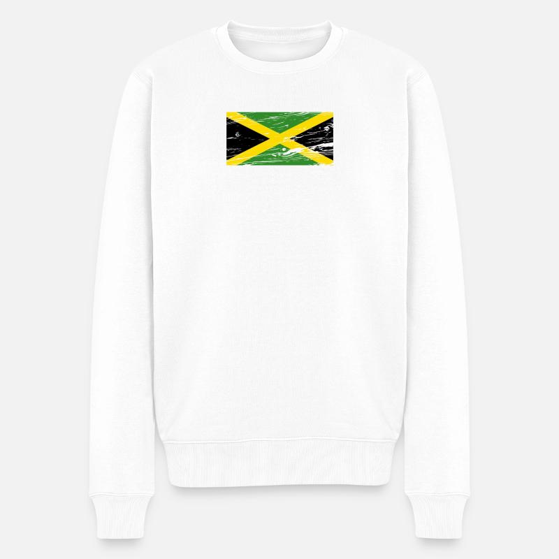 Jamaica Flagge - Männer Premium Bio Pullover - Weiß
