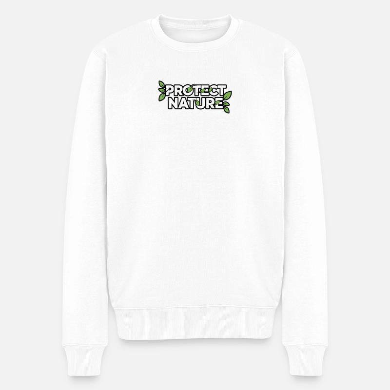 Schutz der Natur Blattlogo - Männer Premium Bio Pullover - Weiß