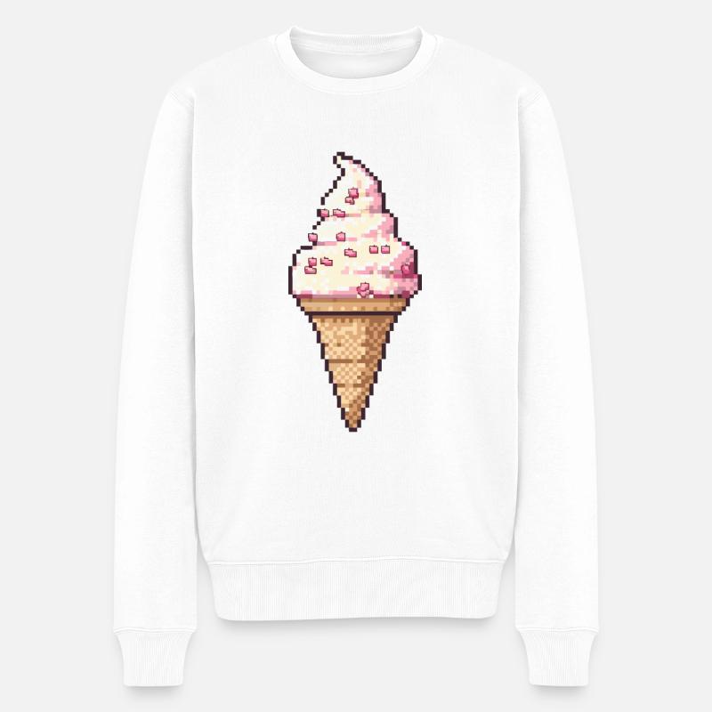 Ice Cream Pixel Symbol - Männer Premium Bio Pullover - Weiß