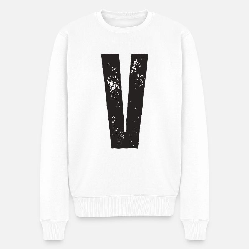 V - Männer Premium Bio Pullover - Weiß