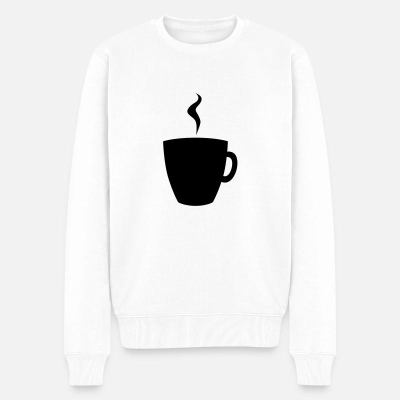 *coffee - Männer Premium Bio Pullover - Weiß