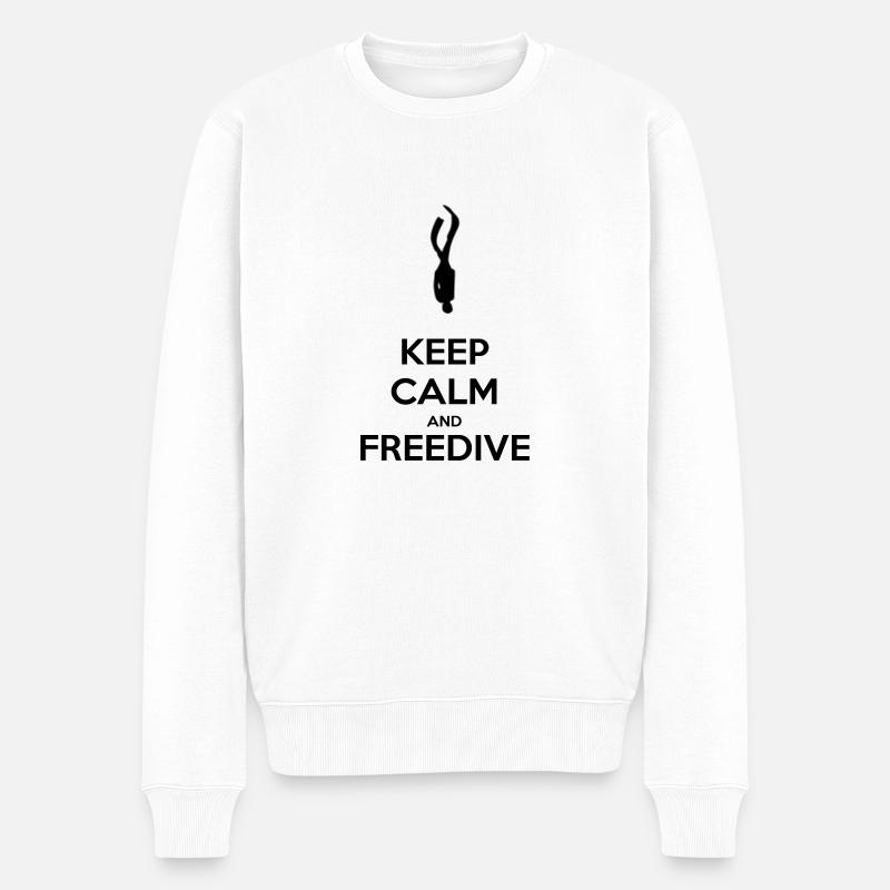 Keep calm and freedive - Pull Premium bio Homme - blanc