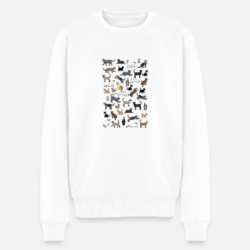 many cat pixel - Pull Premium bio Homme - blanc