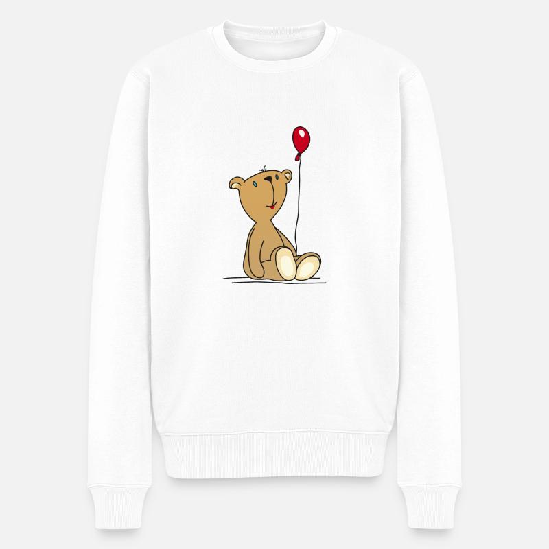 Teddybär Luftballon Kuscheltier Kinderspielzeug - Männer Premium Bio Pullover - Weiß