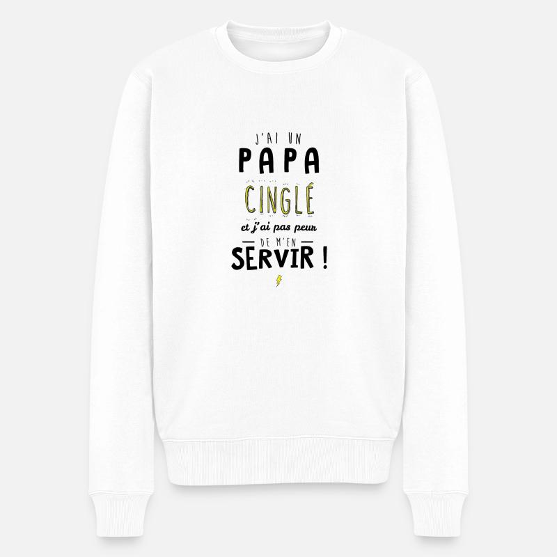 J'ai un papa cinglé et je peux m'en servir - Pull Premium bio Homme - blanc