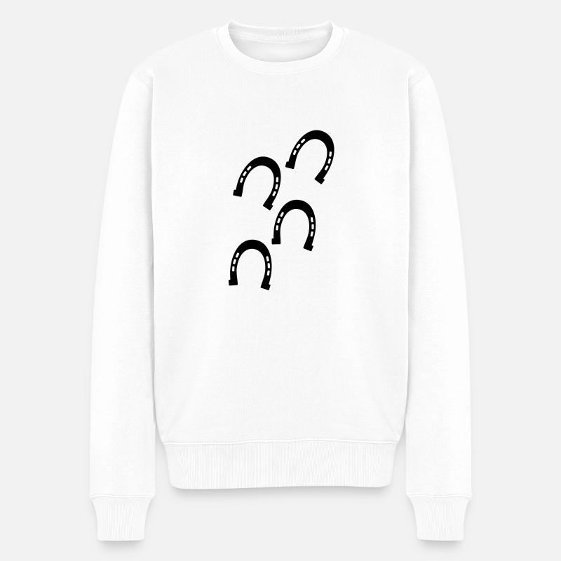 Pferden-Hufe - Männer Premium Bio Pullover - Weiß