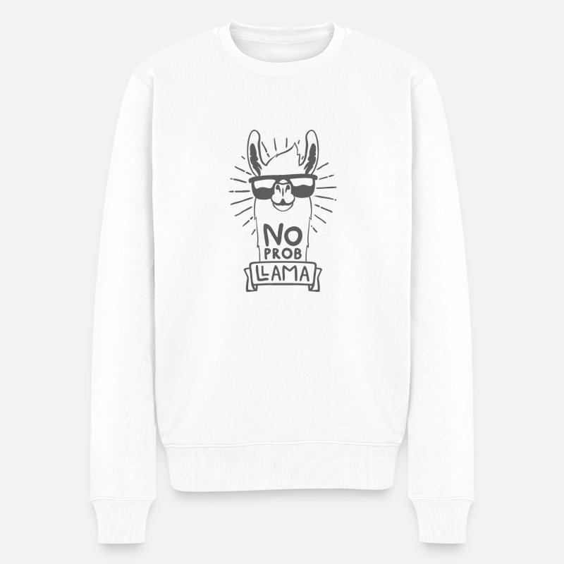 No Prob Llama - Männer Premium Bio Pullover - Weiß
