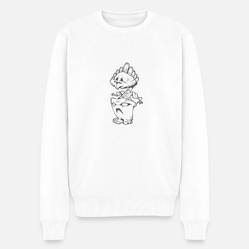 Monster Plant | Blume - Männer Premium Bio Pullover - Weiß