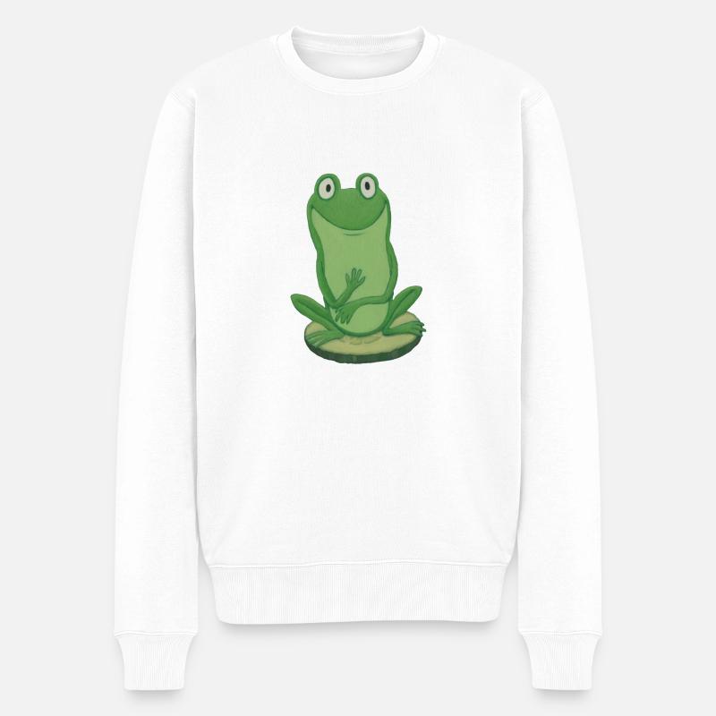 Frosch auf Gurke - Männer Premium Bio Pullover - Weiß