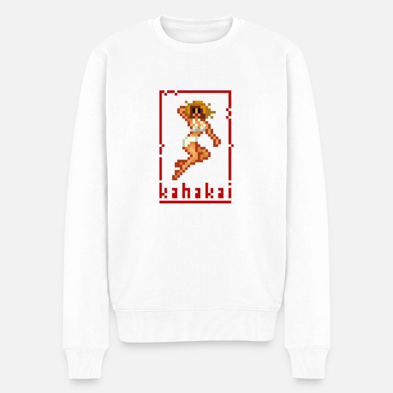 pixel pinup beach - Männer Premium Bio Pullover - Weiß