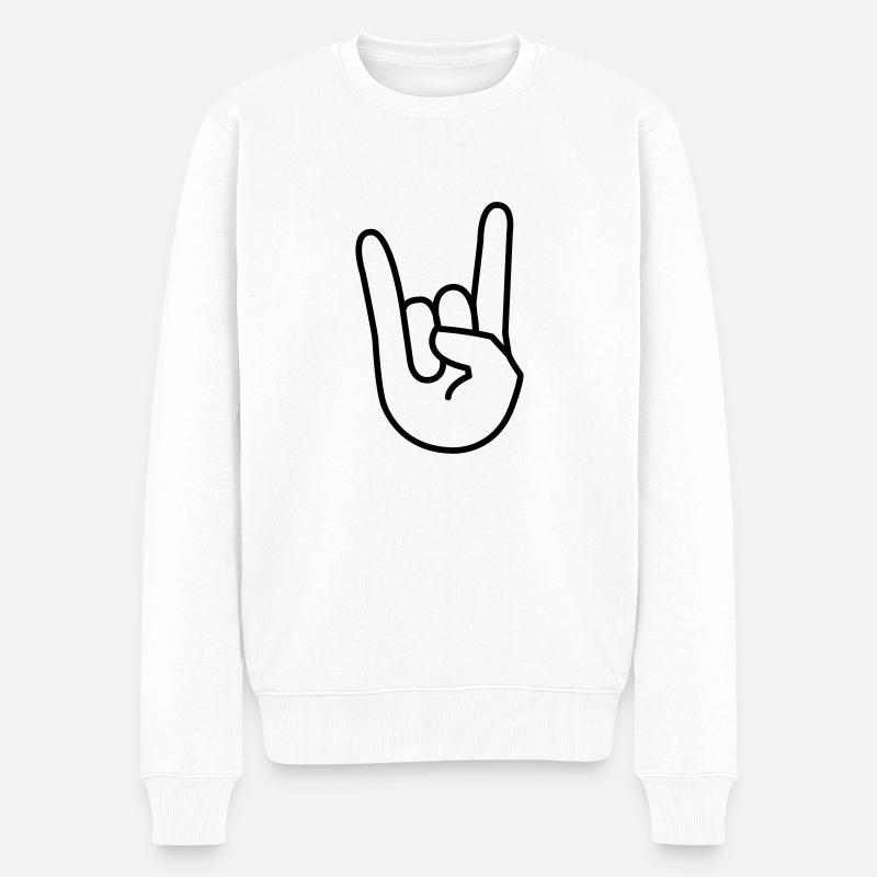 hand - Männer Premium Bio Pullover - Weiß