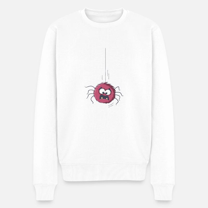 Lustige Cartoon Spinne - Männer Premium Bio Pullover - Weiß
