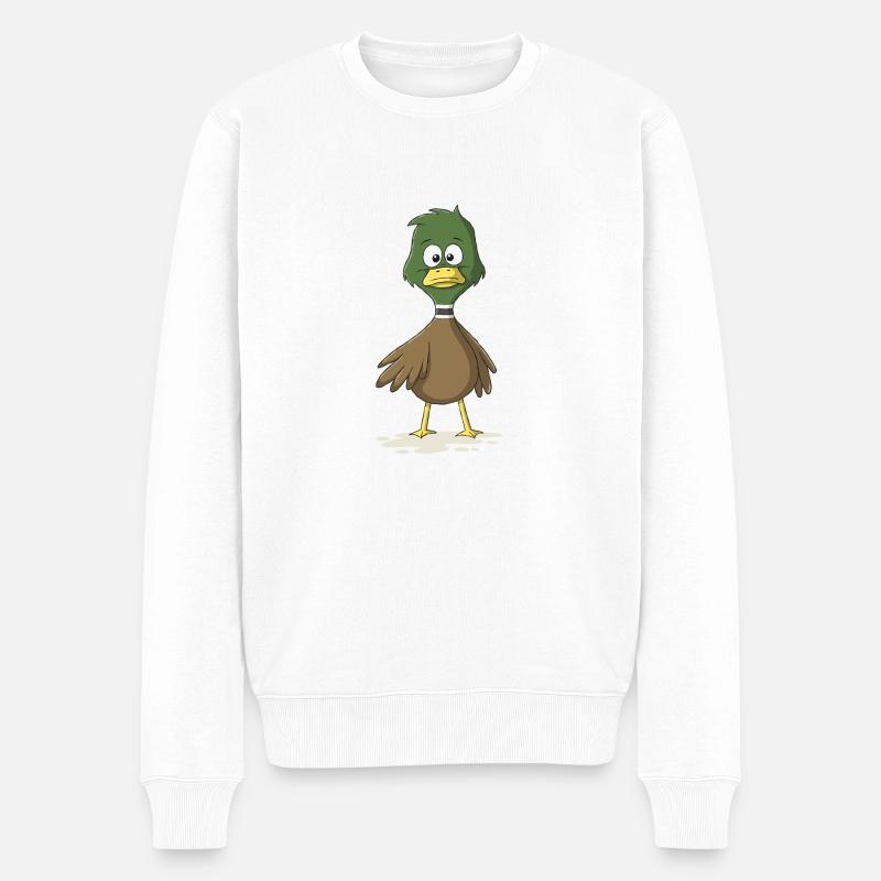 Canard de dessin animé mignon - Pull Premium bio Homme - blanc