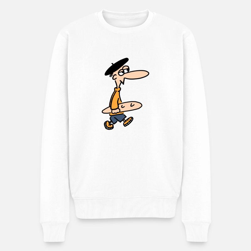 Franzose kauft Baguette - Männer Premium Bio Pullover - Weiß