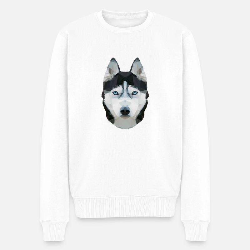 Husky - Männer Premium Bio Pullover - Weiß