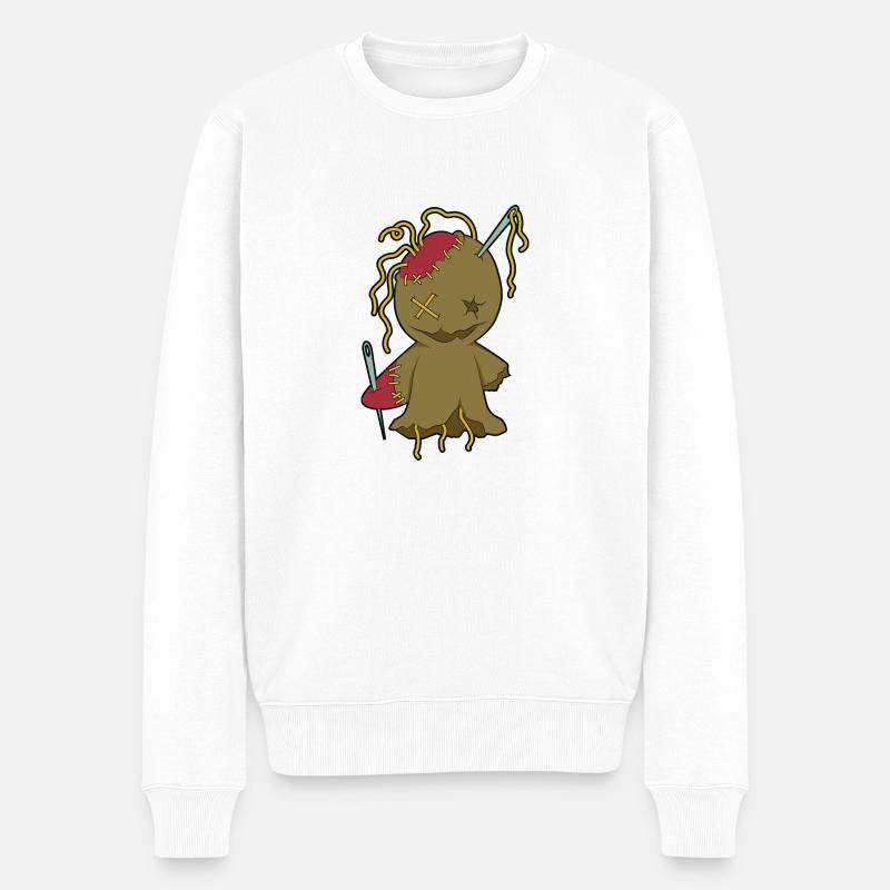 Voodoo Puppe - Männer Premium Bio Pullover - Weiß