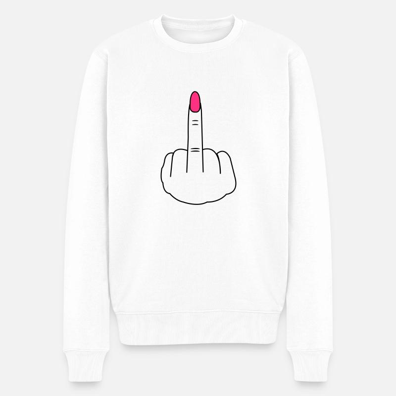 Mittelfinger Woman - Männer Premium Bio Pullover - Weiß