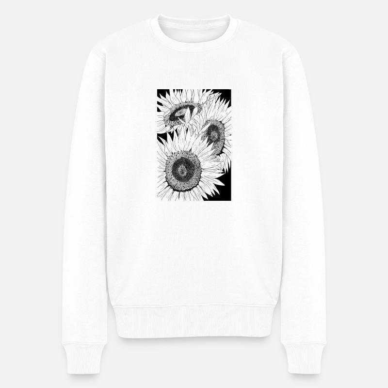 Sonnenblumen - Männer Premium Bio Pullover - Weiß