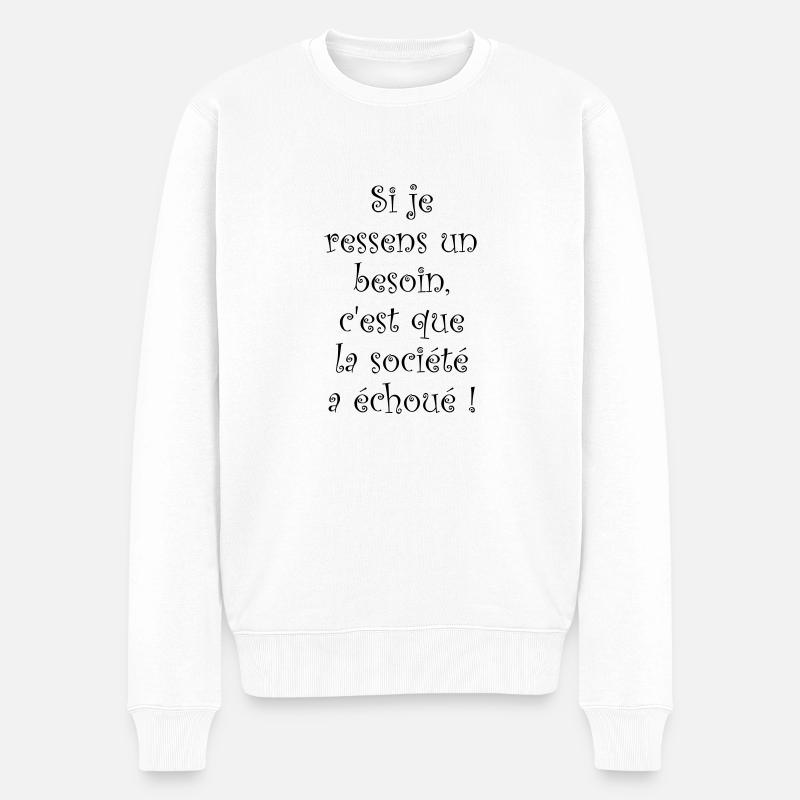 phrase fun - Pull Premium bio Homme - blanc