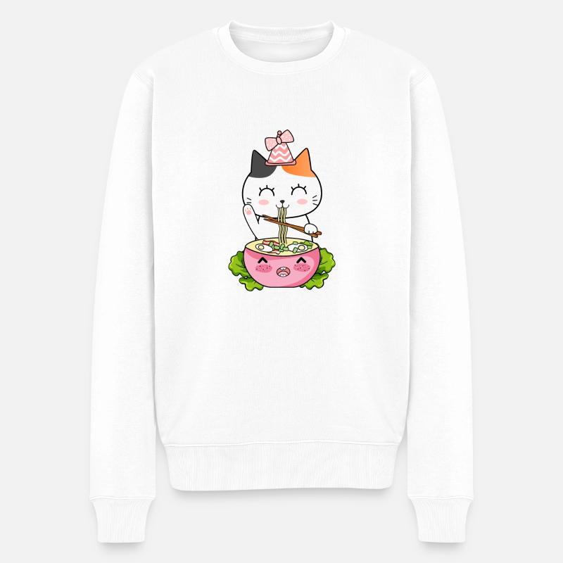 Ramen Cat Kawaii Anime - Pull Premium bio Homme - blanc