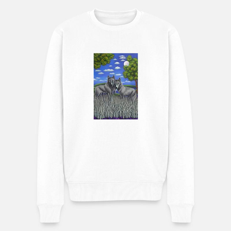 Loups en bois - Pull Premium bio Homme - blanc