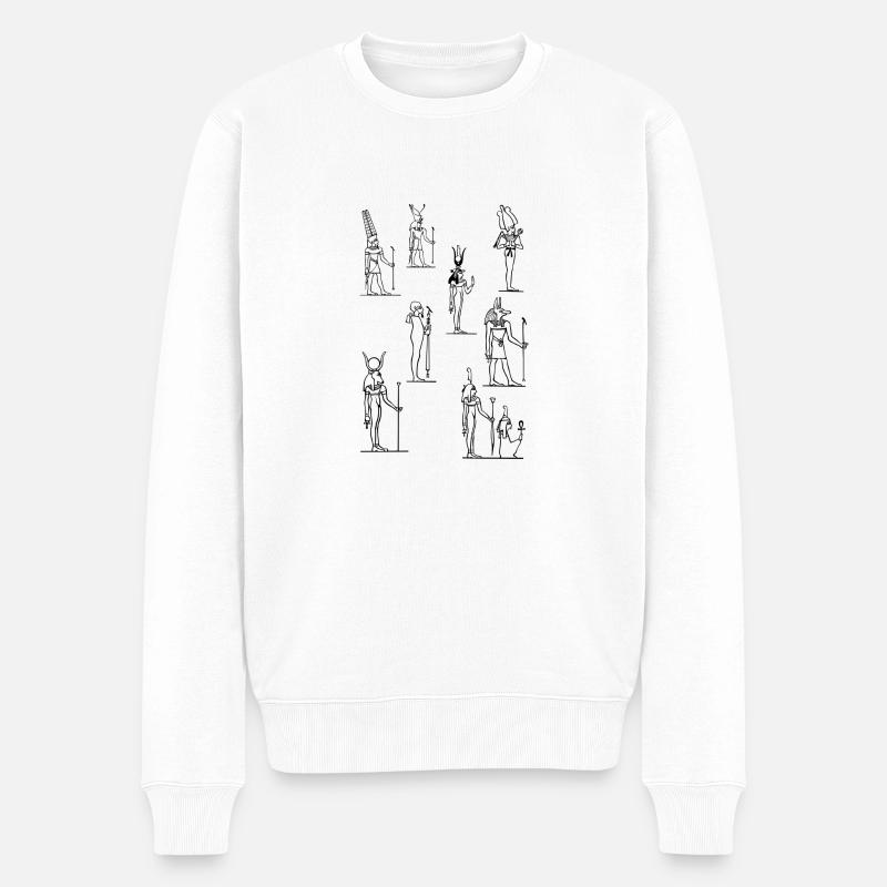 8 Ägyptische Figuren - Männer Premium Bio Pullover - Weiß