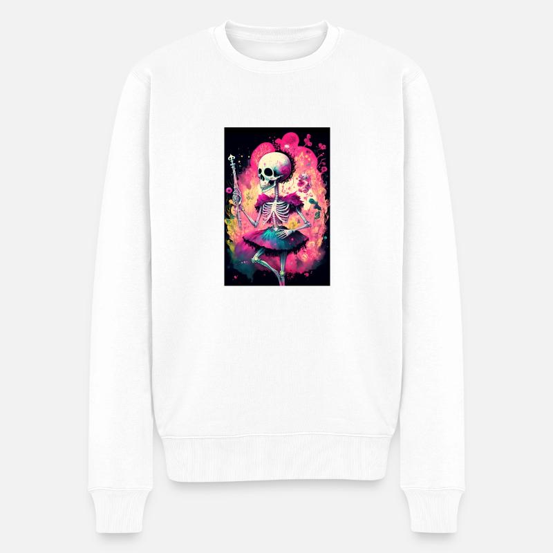 Skelett Princess - Männer Premium Bio Pullover - Weiß