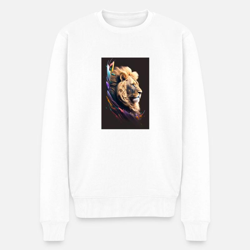 neon löwe - Männer Premium Bio Pullover - Weiß