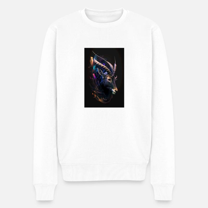 neon steinbock - Männer Premium Bio Pullover - Weiß