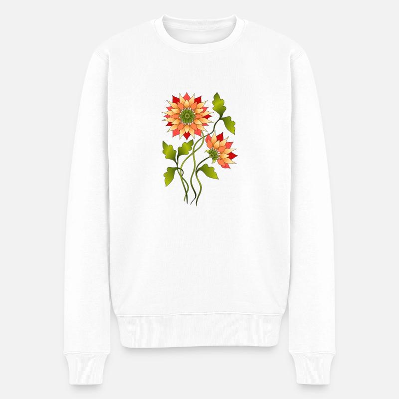 Blumen - Männer Premium Bio Pullover - Weiß