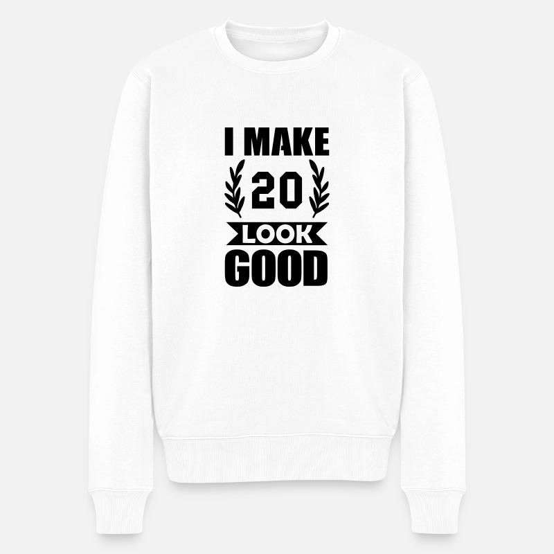 look good 20 - Männer Premium Bio Pullover - Weiß