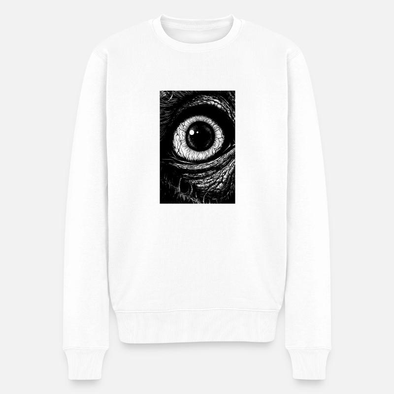 Das Auge des Grauens - Männer Premium Bio Pullover - Weiß