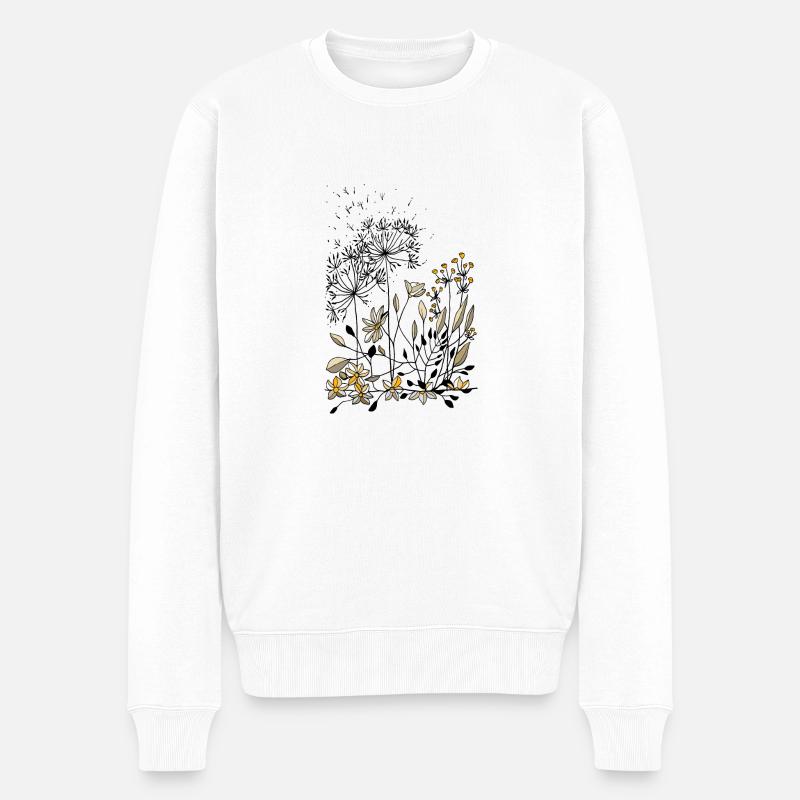 Blumen - Männer Premium Bio Pullover - Weiß