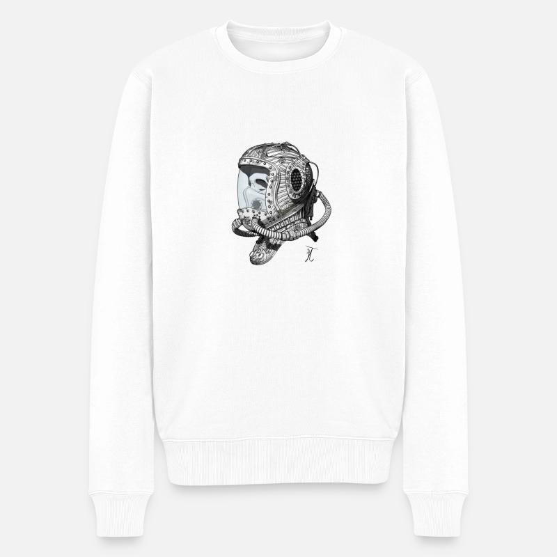Casque spatial ancien monochrome - Pull Premium bio Homme - blanc