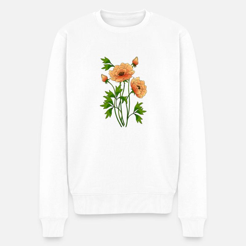 Blumen - Männer Premium Bio Pullover - Weiß