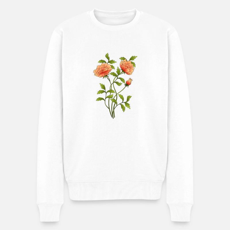 Blumen - Männer Premium Bio Pullover - Weiß