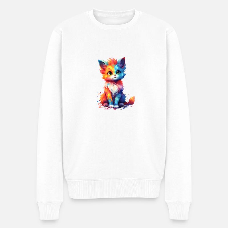 Mignon Rainbow Kitty Shirt Design - Pull Premium bio Homme - blanc