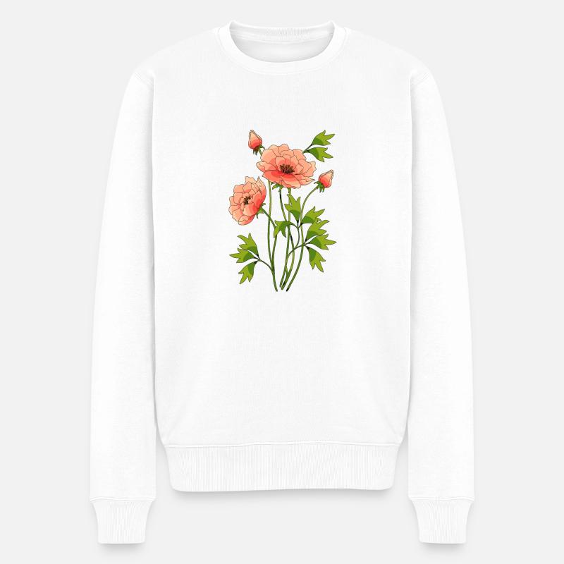 Blumen - Männer Premium Bio Pullover - Weiß