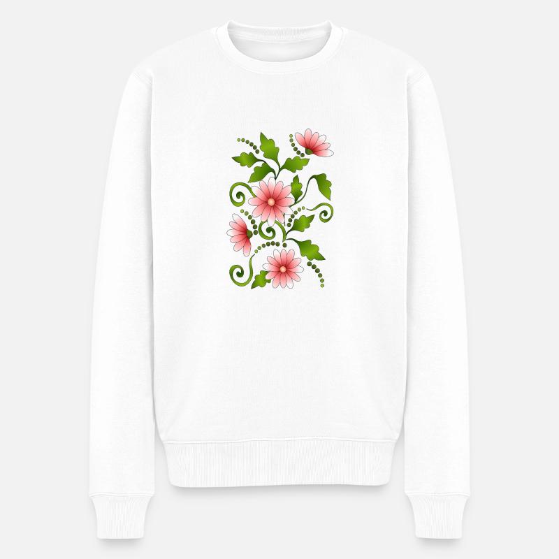 Blumen - Männer Premium Bio Pullover - Weiß