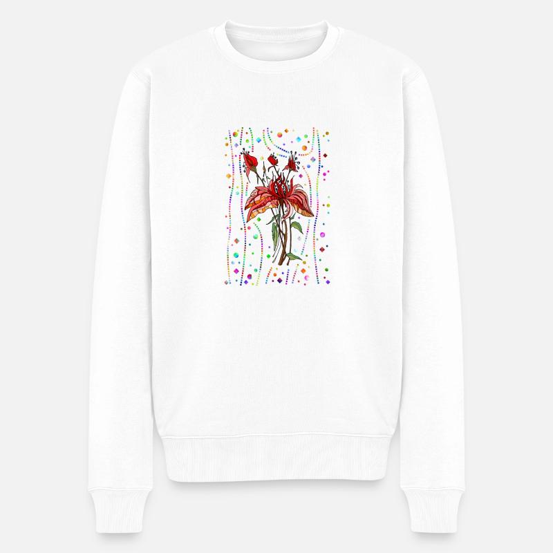 Blumen - Männer Premium Bio Pullover - Weiß